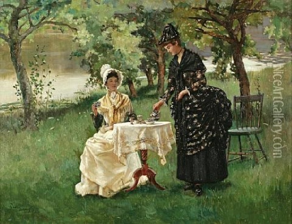 Summertime, Afternoon Tea Oil Painting - Rhoda Holmes Nicholls