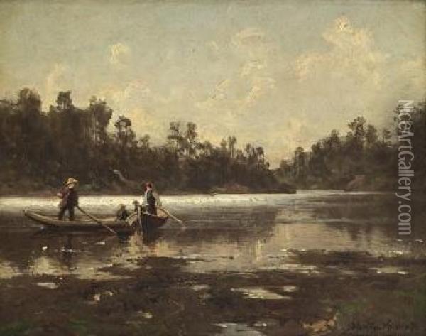 Mennesker I Robater 1876 Oil Painting - Morten Muller