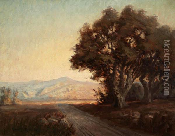 Landscape With Oak Treeles Oil Painting - Granville Redmond