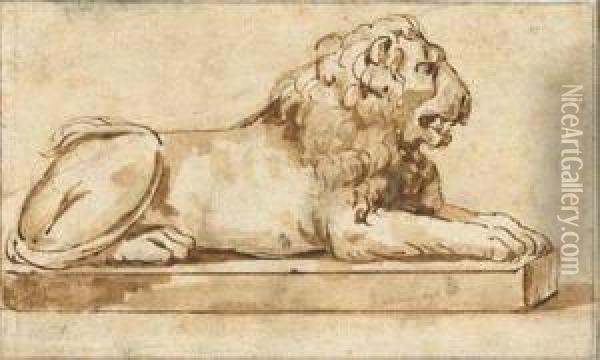 Etude De Lion Oil Painting - Jacques-Augustin Pajou