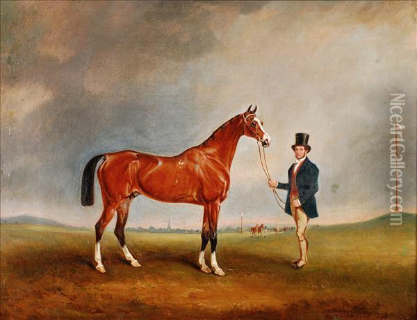 Lordhenry Bentinck And One Of His Famous Race Horses Oil Painting - Claude L. Ferneley