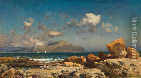 Strand Von Palermo Oil Painting - Carl Leopold Mueller