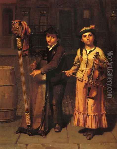 The Two Musicians Oil Painting - John George Brown