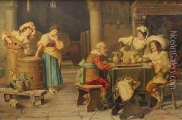 A Game Of Dice Oil Painting - R., Professor Moretti