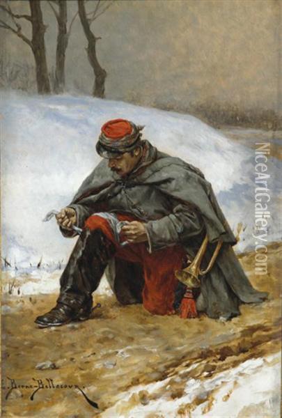 Wounded Bugler Oil Painting - Etienne Prosper Berne-Bellecour