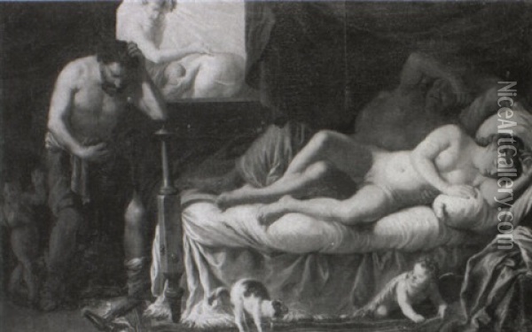 Vulcan Surprising Venus And Mars Oil Painting - Johann Heiss