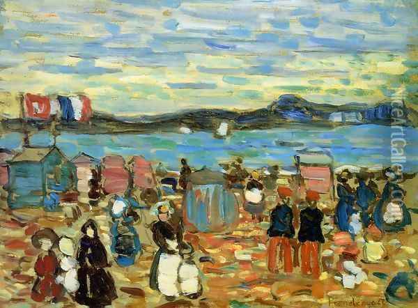 Bathing Tents, St. Malo 1907 Oil Painting - Henri De Toulouse-Lautrec