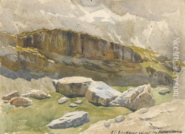 Felsige Bergpartie Oil Painting - Hans Beat Wieland