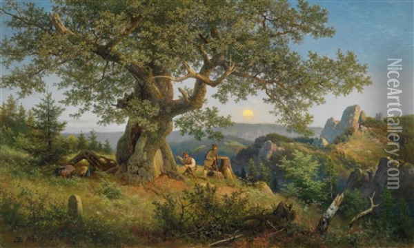 Schmuggler Unter Einer Alten Oil Painting - Eduard Emil August Leonhardi