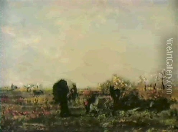 La Moisson Oil Painting - Charles Francois Daubigny