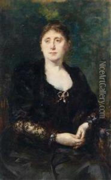 Portrait Einer Eleganten Dame Oil Painting - Edoardo Tofano