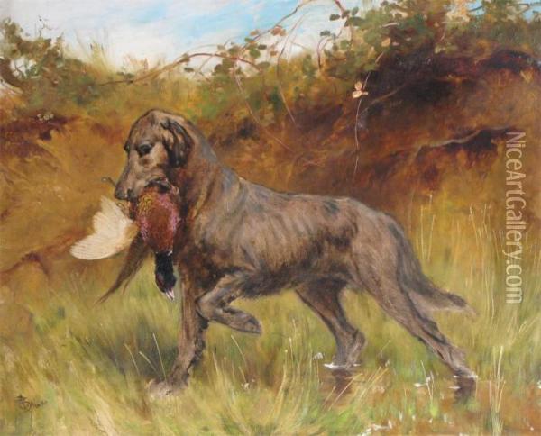A Retriever Picking Up Oil Painting - Thomas Blinks