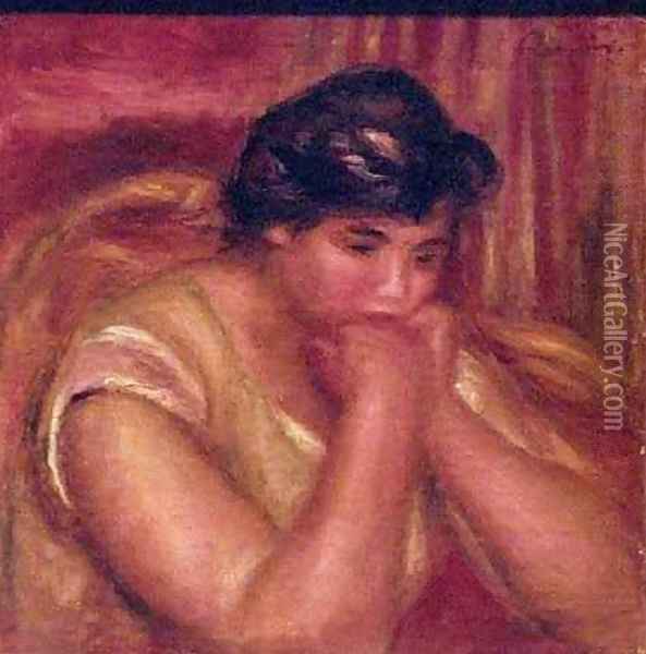 Woman Leaning on Her Elbows Oil Painting - Pierre Auguste Renoir