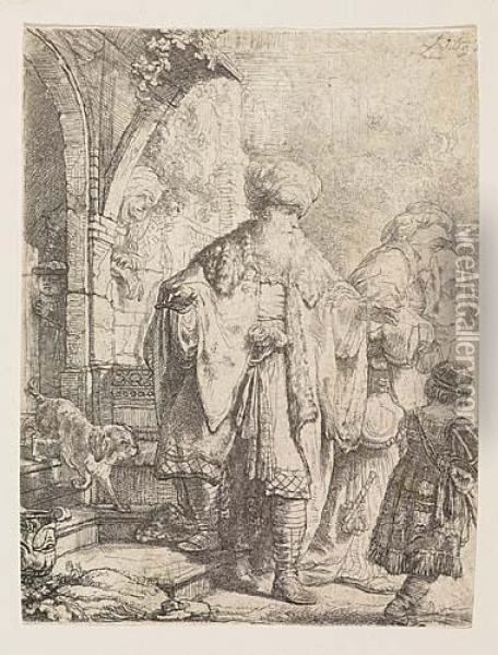 Abraham Casting Out Hagar And Ishmael<</b> Oil Painting - Rembrandt Van Rijn