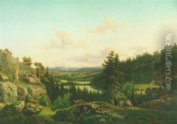 Iltavalo Oil Painting - Karl August Fahlgren