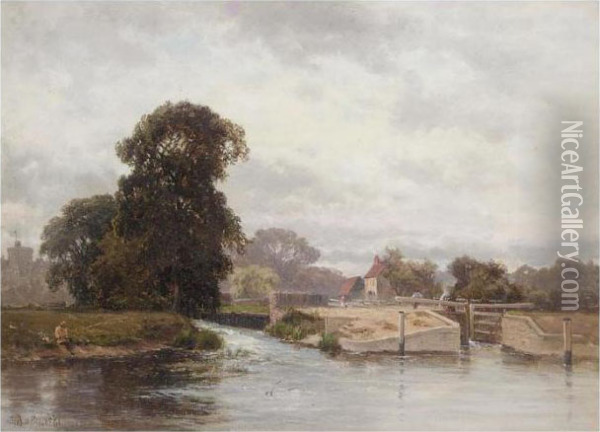 Old Windsor Lock Oil Painting - Alfred de Breanski