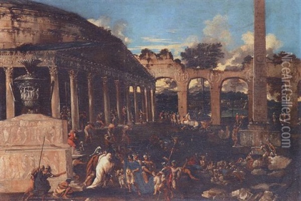 Le Pillage D'une Villa Oil Painting - Domenico Gargiulo