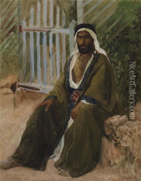 Seated Figure In Oriental Dress Oil Painting - Lazar Krestin