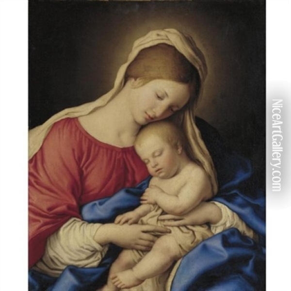 Madonna And Child Oil Painting - Giovanni Battista Salvi (Il Sassoferrato)
