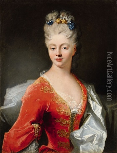 A Portrait Of A Lady Oil Painting - Louis Tocque
