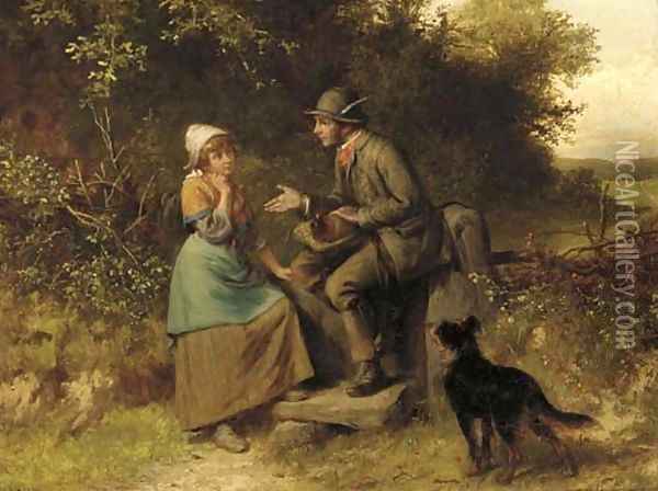 Gossip at the stile Oil Painting - Valentin Walter Bromley