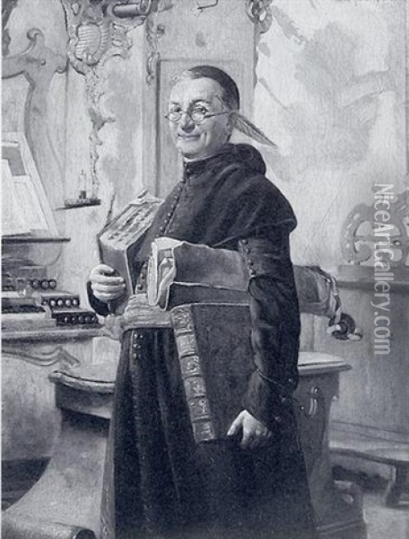 Der Klosterorganist Vor Seiner Orgel Auf Der Rokoko-empore Oil Painting - Max Scholz