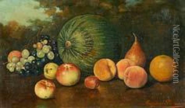 Bodegon De Frutas. Oil Painting - Cayetano Benavent Rocamora
