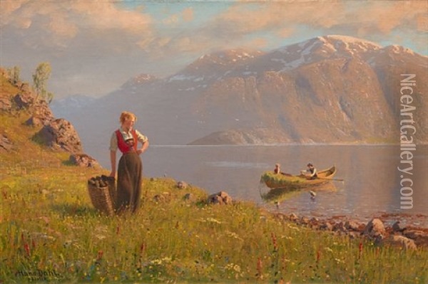 Sommeraften Pa Vestlandet Oil Painting - Hans Dahl