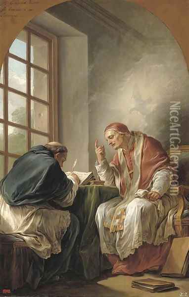 Saint Gregory dictating his homilies a modello Oil Painting - Carle van Loo