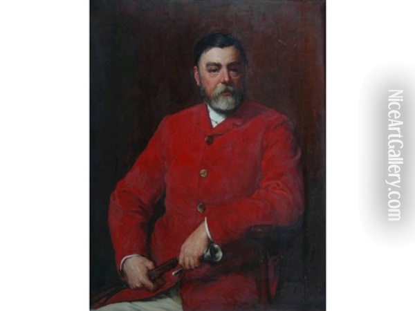 A Portrait Of Charles Wigley Wicksted, Master Of The Ludlow Foxhounds, 1866-1886 Oil Painting - Walter William Ouless