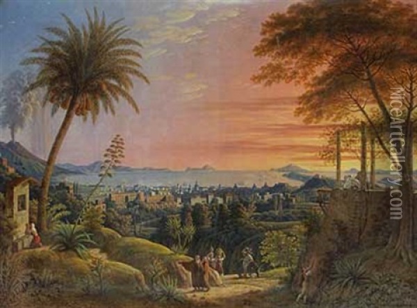 Neapel Mit Vesuv Und Golf Oil Painting - Rudolph Friedrich Suhrlandt