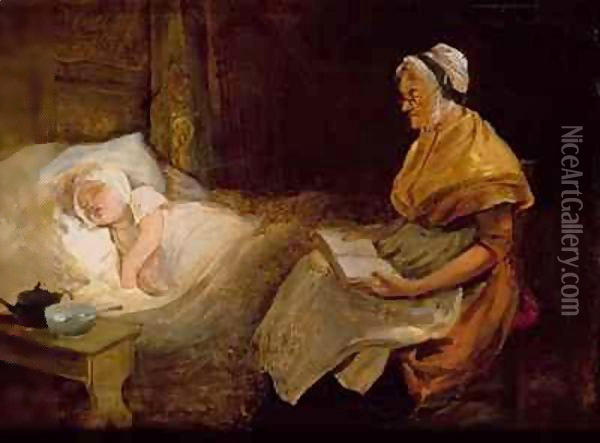 The Sick Child Oil Painting - Edward Bird