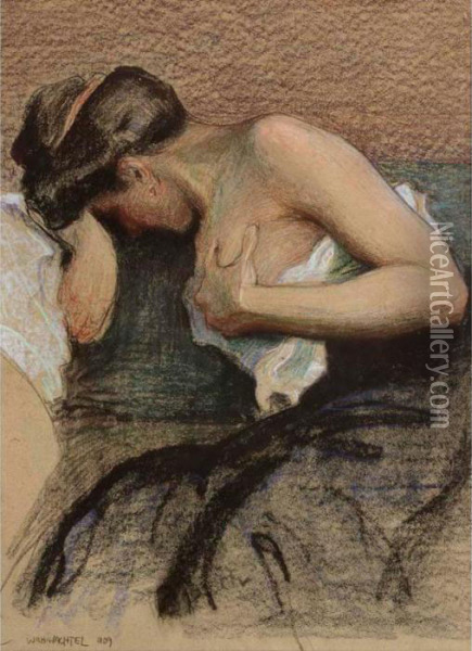 Pensive Moment Oil Painting - Wilhelm Wachtel