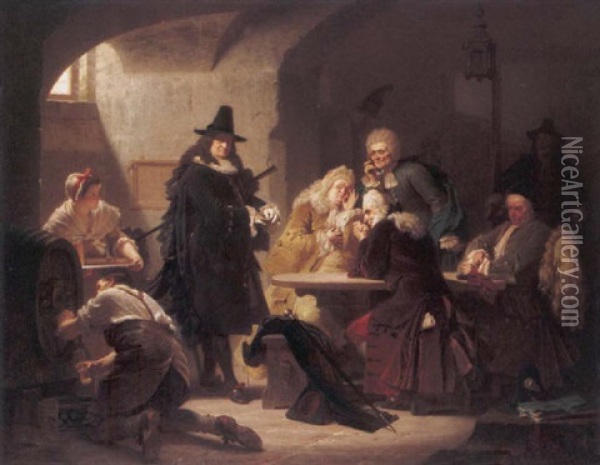 Szene Im Ratsweinkeller Oil Painting - Ferdinand Piloty the Younger