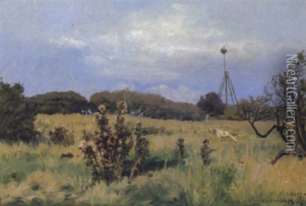 Landschaft Mit Jagdhunden Oil Painting - Simon Simonsen
