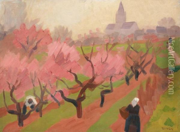 Les Pommiers En Fleurs Oil Painting - Jules Emile Zingg