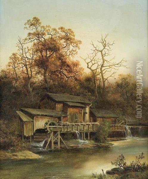 Old Mill In The Mountains Oil Painting - Edmund Hod