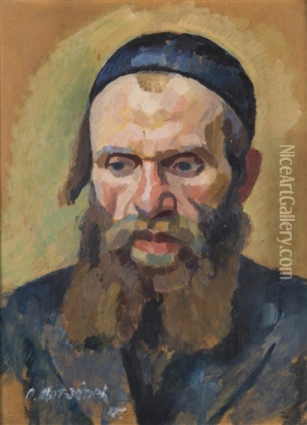 Head Of An Old Man Oil Painting - Otakar Marvanek