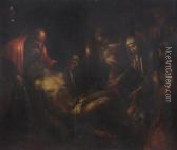 Compianto Su Cristo Morto Oil Painting - Leandro Bassano