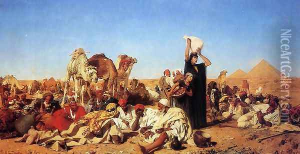 Rast In Der Wuste Bei Gizeh (Rest in the Desert in Gizeh) Oil Painting - Leopold Carl Muller