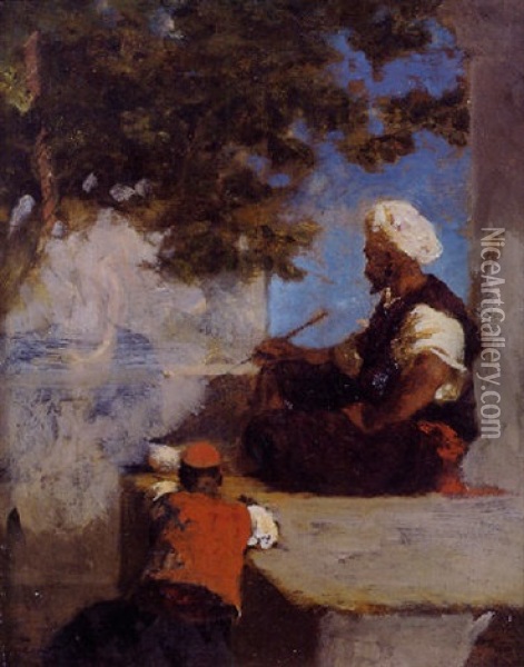 Arabe Sur Un Mur Oil Painting - Eugene Fromentin