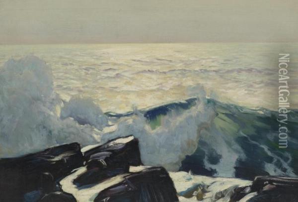 Rocky Coast And Sea Oil Painting - Frederick Judd Waugh