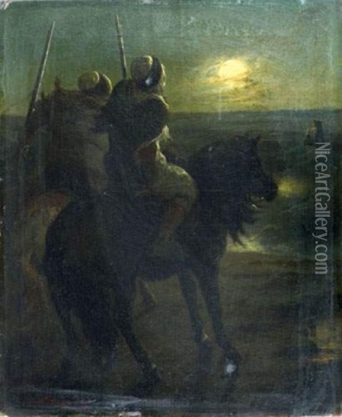 Cavaliers Au Clair De Lune Oil Painting - Henri Emilien Rousseau