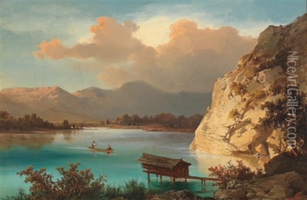 Scene Of The Salzkammergut Oil Painting - Joseph Brunner
