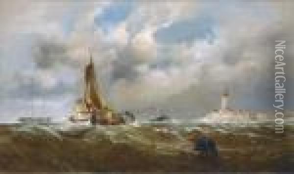 Running Into Harbour Ahead Of The Squall Oil Painting - William Broome Of Ramsgate