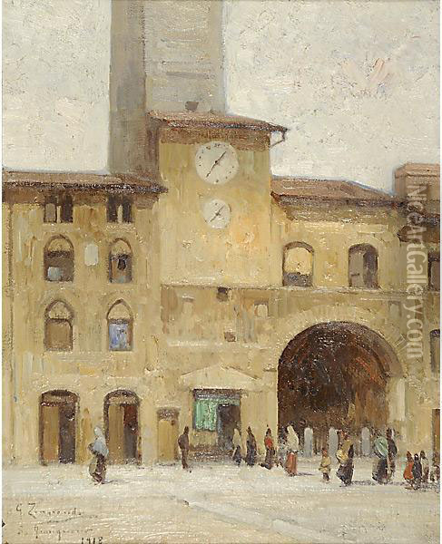 Paesaggio A San Gimignano Oil Painting - Giovanni Zangrando