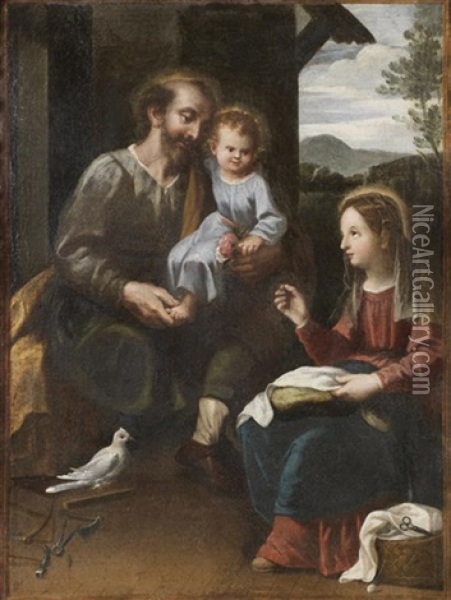 La Sainte Famille Oil Painting - Francisco (El Mozzo) Herrera the Younger