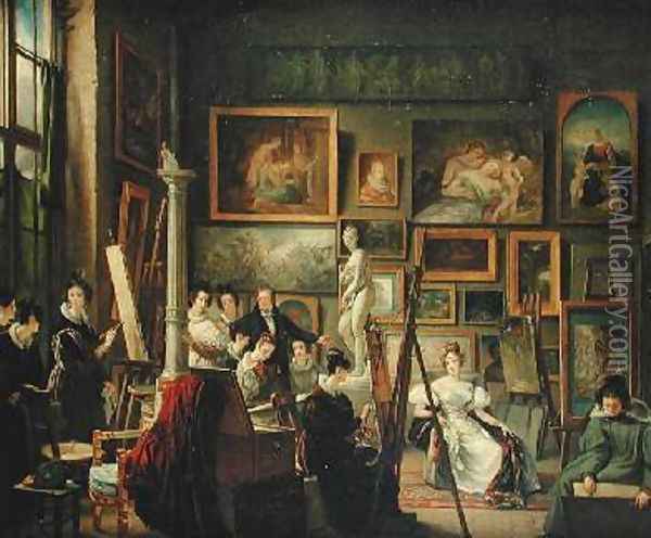 The Artists Studio Oil Painting - Amelie Legrand de Saint-Aubin