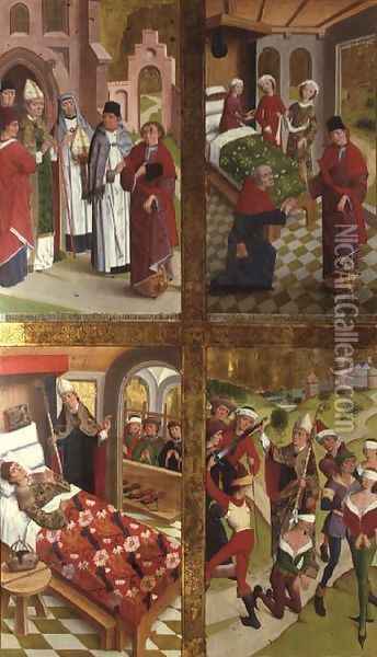 Scenes from the Life of St. Nicholas from the Inner Section of the Left Exterior Wing of the Former Main Altar in St. Nicholass Church, 1481 Oil Painting - Hermen Rode