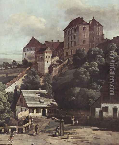 View from Pirna, Pirna from the south side of view, with fortifications and Upper (gate), and sun-stone fortress, de Oil Painting - (Giovanni Antonio Canal) Canaletto